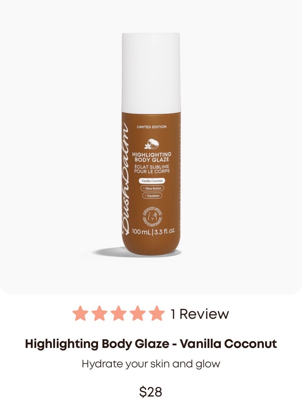 Bushbalm Highlighting Body Glaze - Vanilla Coconut